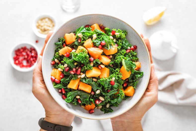 A bowl of vegetable salad. 