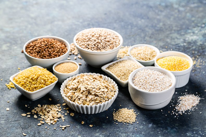 Various bowls of grains.