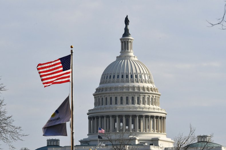 A US Flag Flies at the Capitol