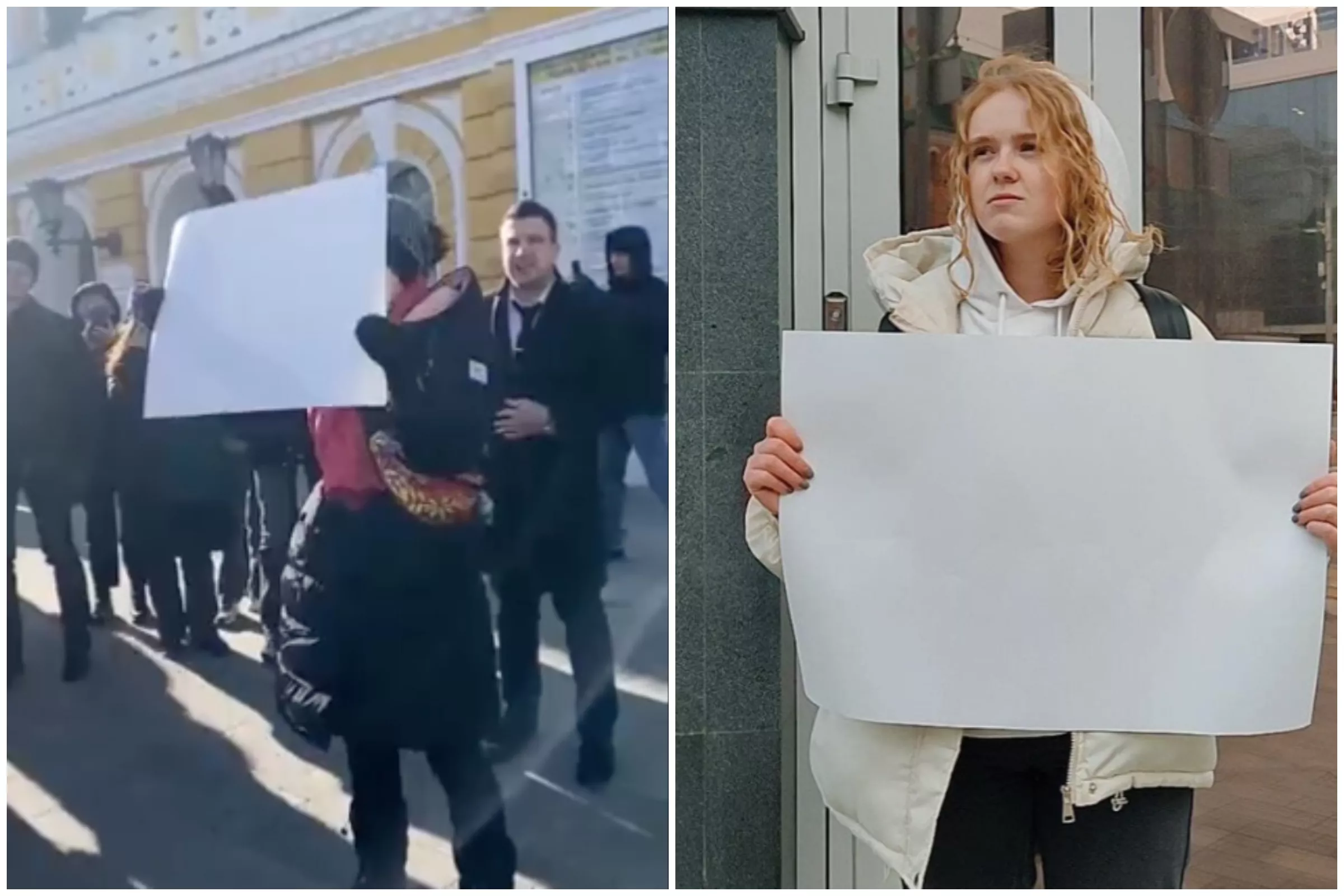 Russia Arrests Multiple People for Holding Up Blank Signs - Vimarsana News