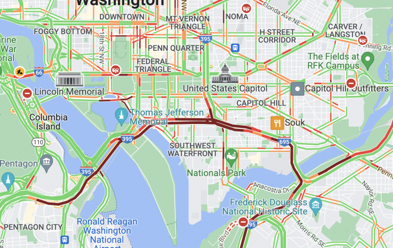 Traffic map around DC