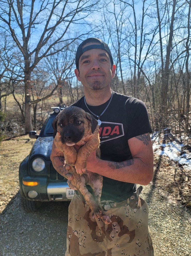 Joe and rescued puppy