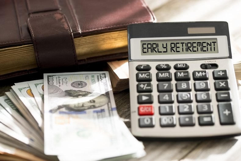 Early retirement decision with stack of money