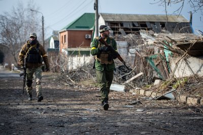 Ukrainian forces patrol Mykolaiv 