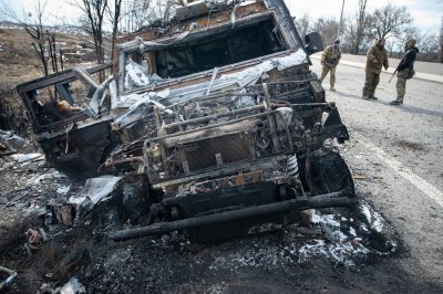 Burnt Russian vehicle in Mykolaiv Burnt Russian vehicle in Mykolaiv