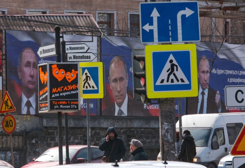 Vladimir, Putin, posters, Simferopol, Crimea, Russia, Ukraine