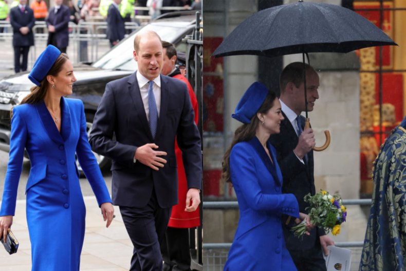Prince William Shields Kate Middleton With Umbrella
