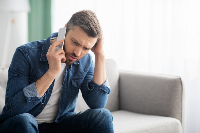 Upset man on phone