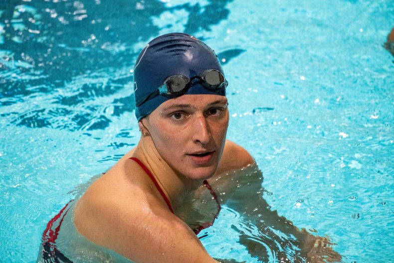 Lia Thomas finishes the 200 yard freestyle