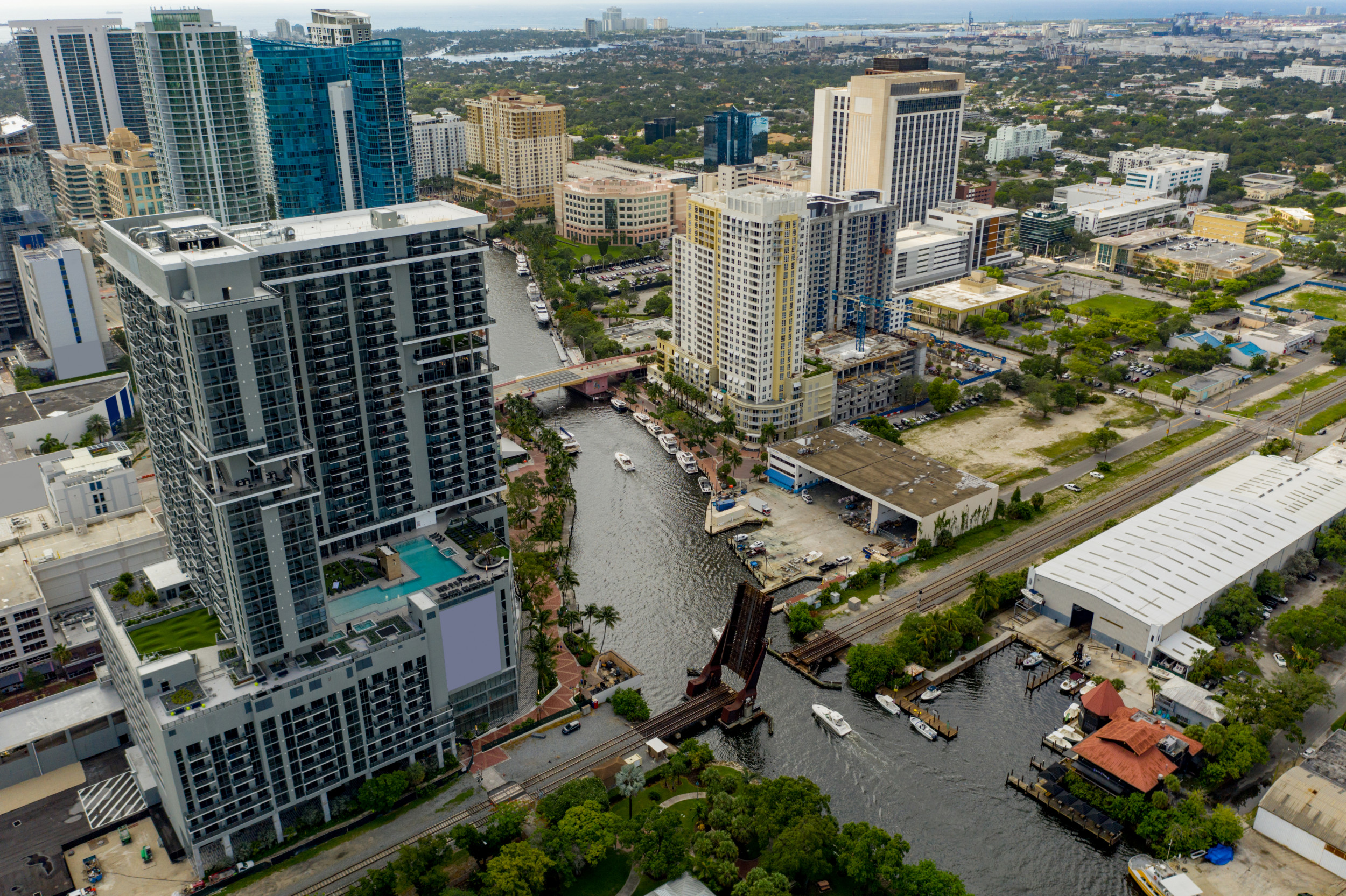 Transit Bus Shot Up Killing Two During Spring Break In Fort Lauderdale   Fort Lauderdale Aerial View 