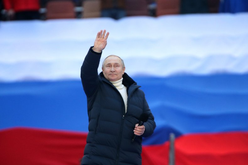 President Putin Addresses Supporters On Anniversary Of 