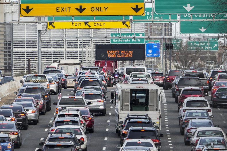 Heavy traffic slowly crawls