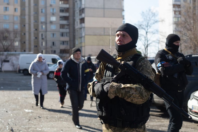 Ukrainian soldier in Kyiv