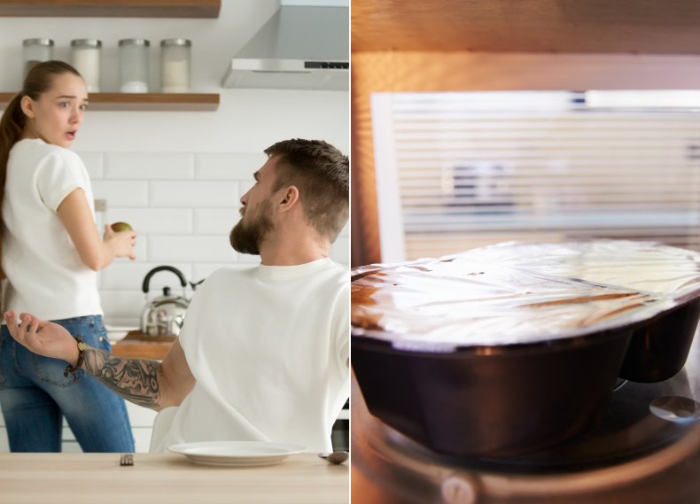 Man demands woman heats his food
