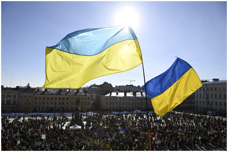 Ukraine flags in Finland