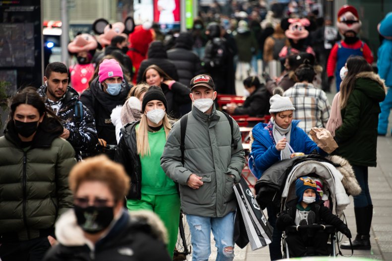 People wearing face masks in New York