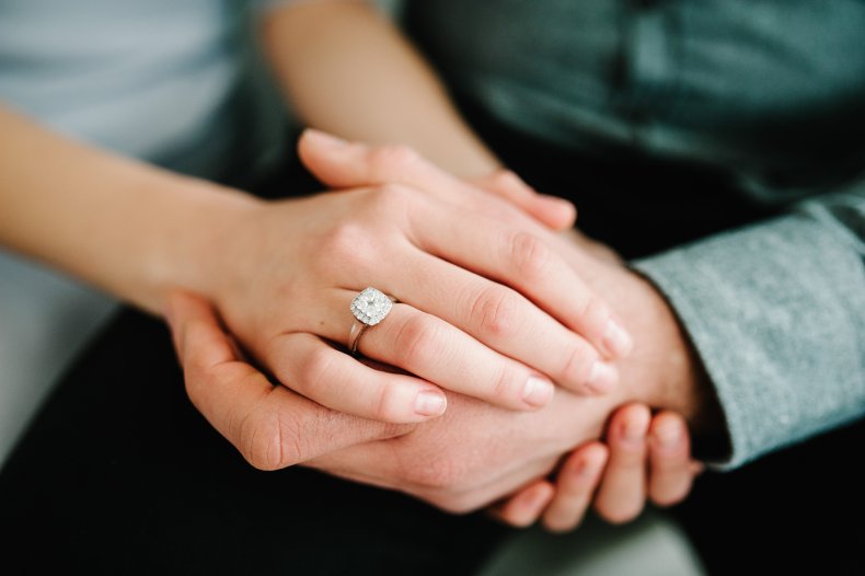Close up of an elegant engagement diamond