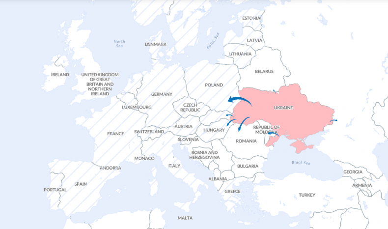 Ukraine refugee map