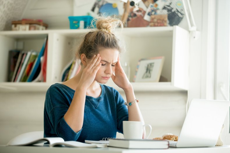 Upset woman working