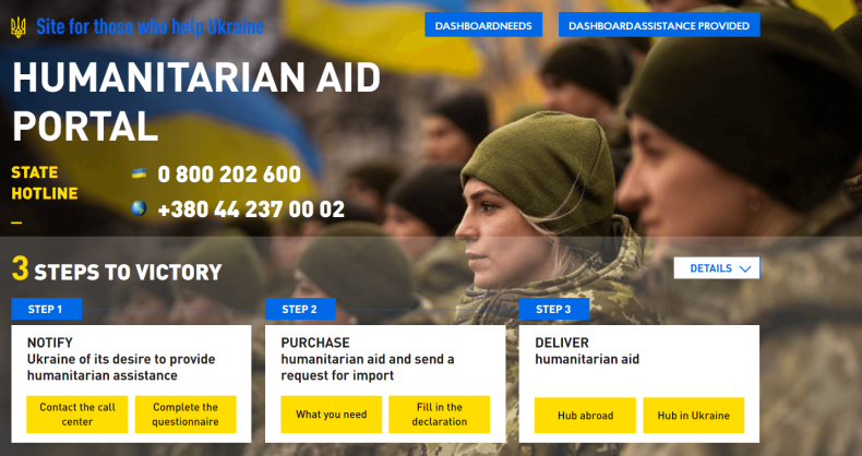 Zelensky’s Office Creates Humanitarian Aid Website