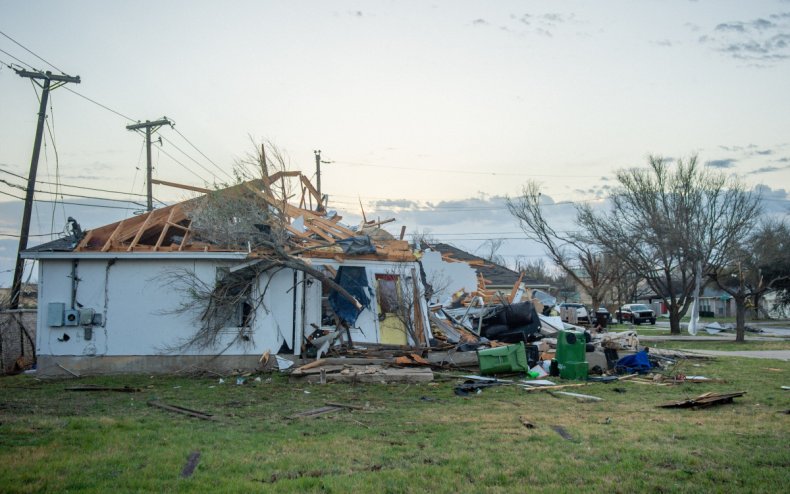 A tornado-damaged home in Round Rock, Texas.