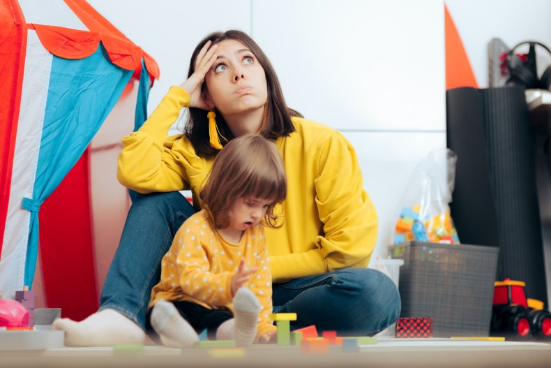 Woman taking care of child