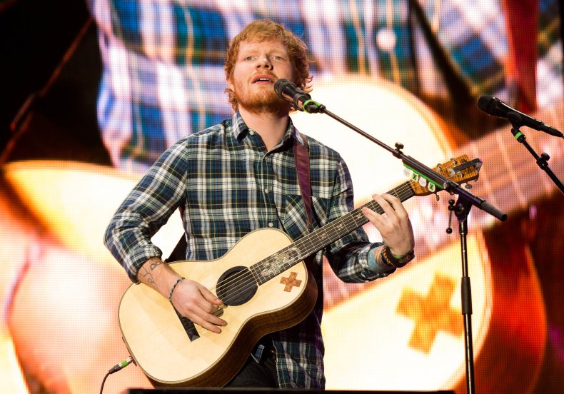 Ed Sheeran performing 