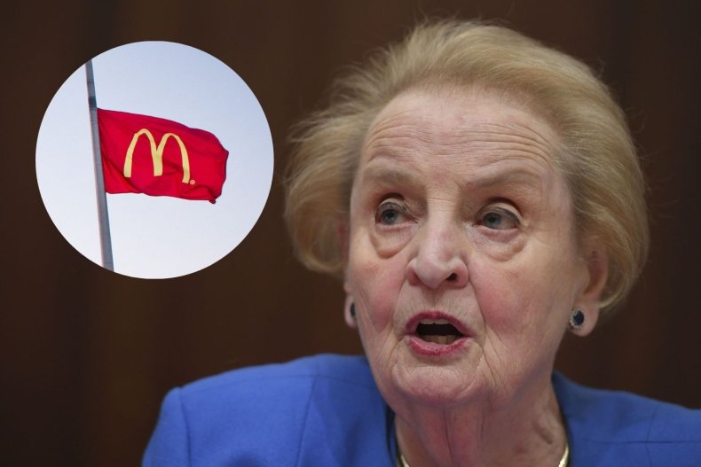 McDonald's flag for Madeleine Albright