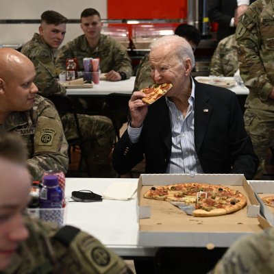 Biden Eats Pizza With Troops