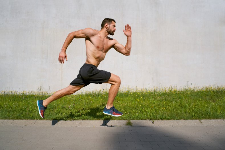 A man running outdoors.