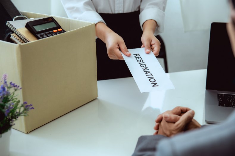 Worker hands in resignation