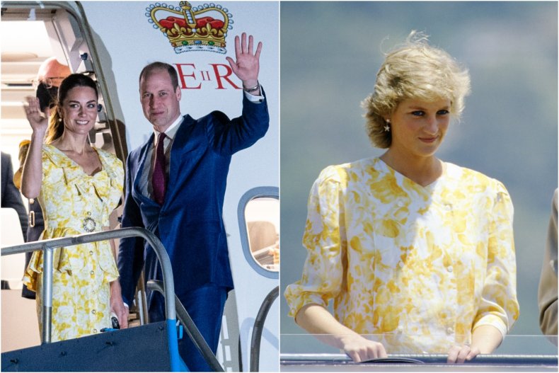 Princess Diana Kate Middleton Yellow Print