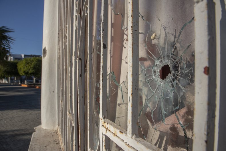 Bullet Hole in House in Michoacan, Mexico