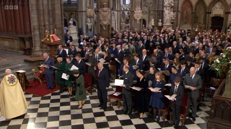 Prince Andrew Walks Queen Into Abbey