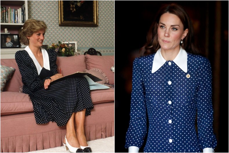 Princess Diana Kate Middleton Blue Polkadot