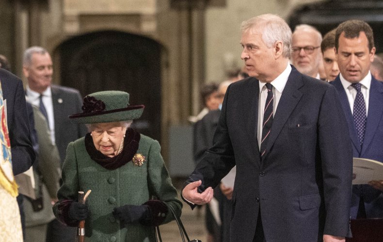 The Queen and Andrew at Philip Memorial