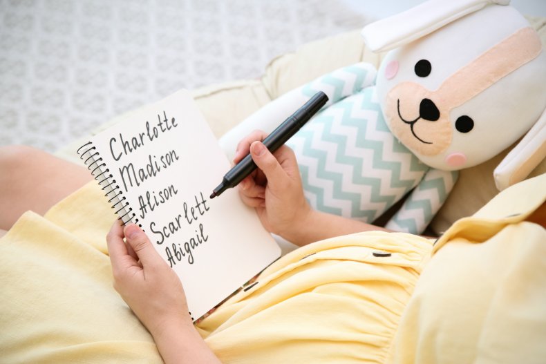 Mom choosing baby name