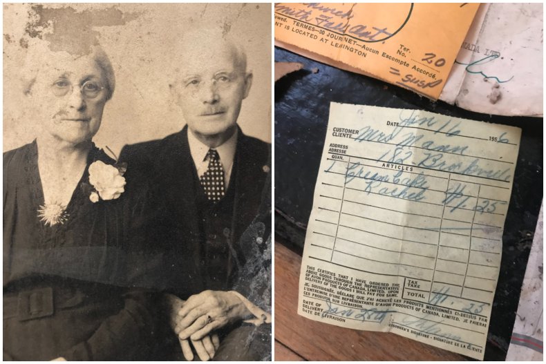 Couple find lost items behind 1893 fireplace.