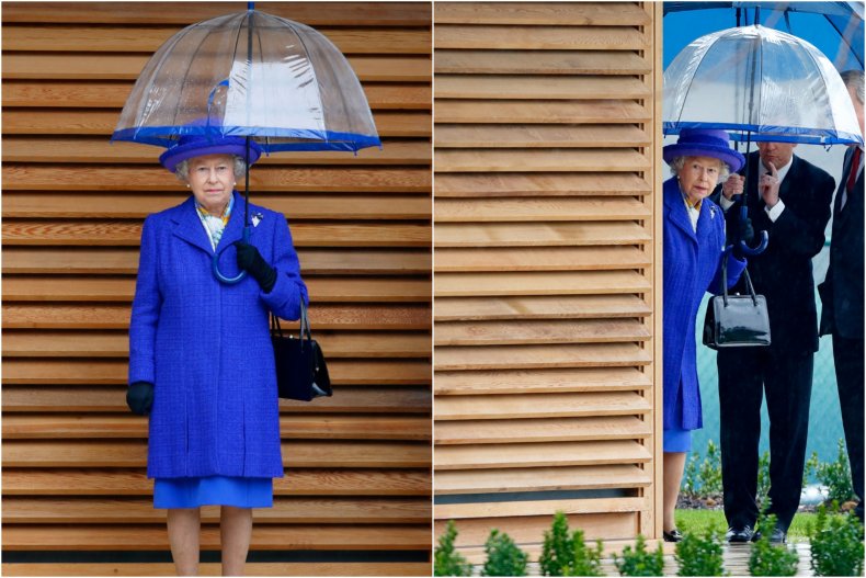 Queen Elizabeth II Rain Roehampton