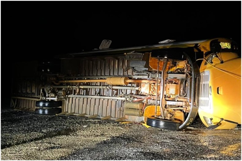 Choctaw County bus turned over tornado