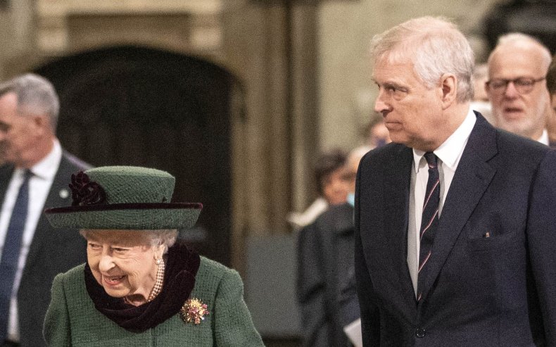 Prince Andrew Escorts the Queen