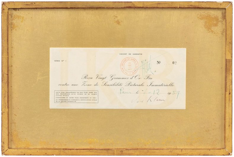 Yves Klein Sotheby's receipt