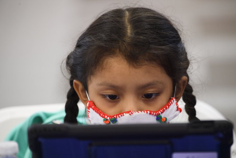 A child attends an online class