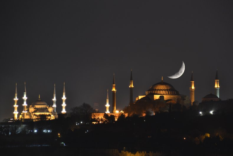 Crescent and Hagia Sophia during Ramadan