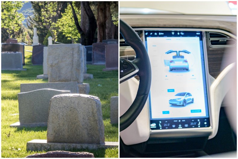File photo of graveyard and Tesla.