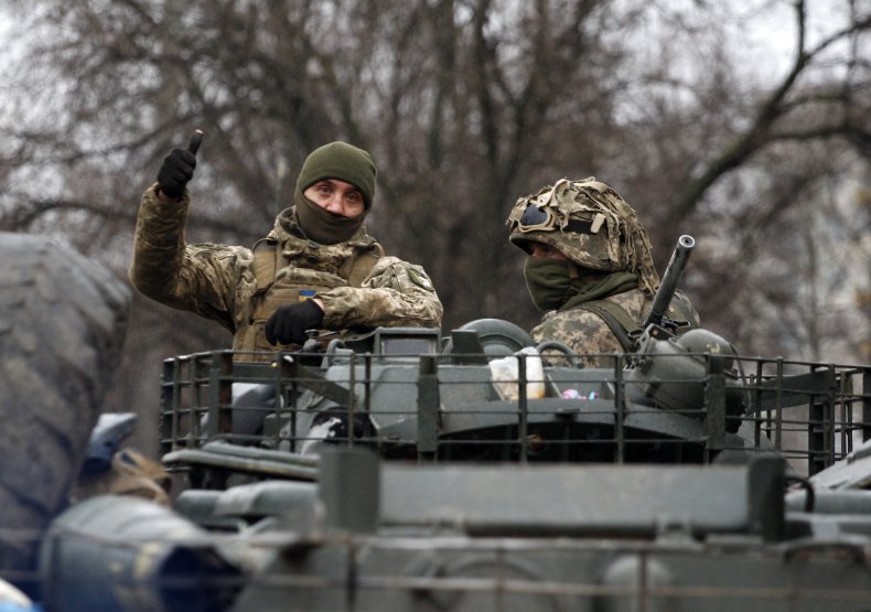 Ukrainian servicemen in Lugansk region