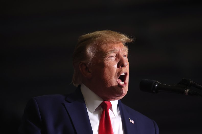 Former President Donald Trump speaks to supporters