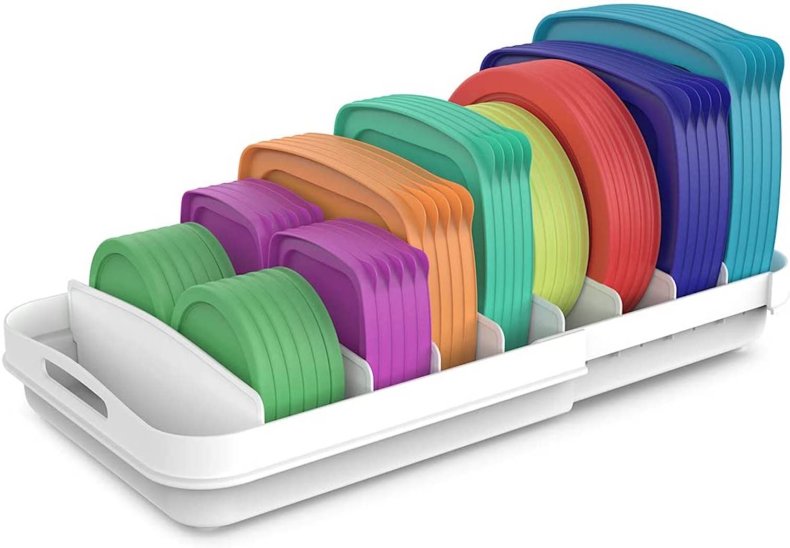 Everie Extendable Food Container Lid Organizer 