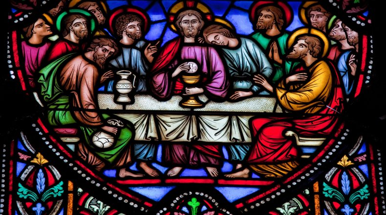 Jesus and the twelve apostles on maundy 