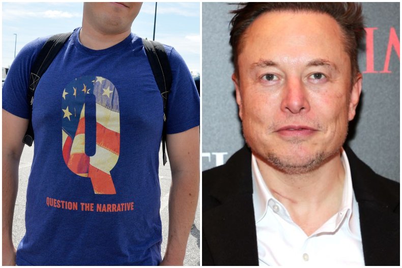 QAnon supporter and Elon Musk 